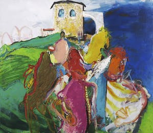 Martin van Dijk - Olie en acryl op doek, Umbrisch landschap - Ingelijst kopen? Bied vanaf 300!