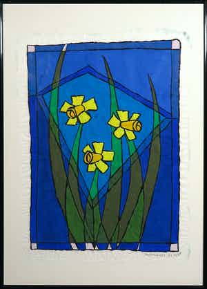 Piet Quekel - Gouache op rijstpapier, You, the baby and I - Ingelijst verkocht voor € 1!