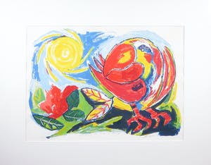 John Lie a Fo - Zeefdruk, Chason du soleil rouge - Ingelijst ( Groot) kopen? Bied vanaf 1!