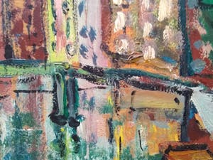 Niet of onleesbaar gesigneerd - Expressionistisch stadsgezicht te Amsterdam kopen? Bied vanaf 10!