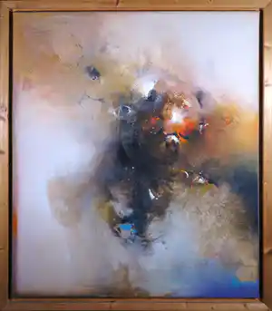 Gabriele Mierzwa - Olieverf op doek, Abstracte compositie - Ingelijst (Groot) verkocht voor € 1!