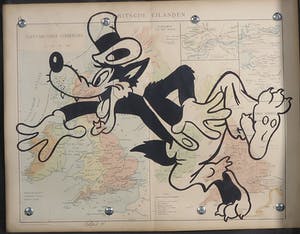 Jan Bollaert - Gemengde techniek op landkaart, Wereldcultuur 6 - Ingelijst kopen? Bied vanaf 40!