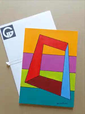 Guy Vandenbranden - GEOMETRISCHE ABSTRACTIE / ORIGINEEL WERK / 22.5x16cm / SIG verkocht voor € 1!