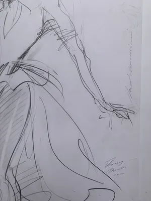 Henri Matchavariani - Henri Matchavariani: De jurk van Thierry Mugler - Grote pasteltekening - 2000 kopen? Bied vanaf 185!