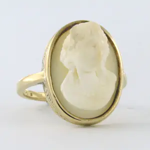 14k gouden ring bezet met een camee - ringmaat 17.5(55) kopen? Bied vanaf 200!