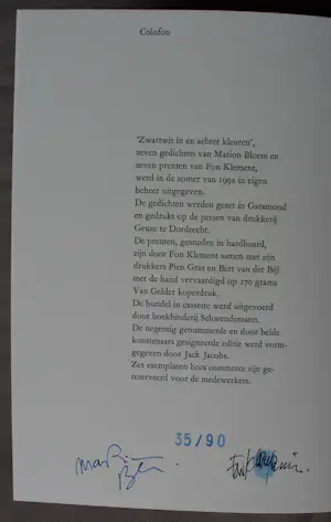 Fon Klement - en Marion Bloem - Boek met 8 werken - 1992 kopen? Bied vanaf 199!