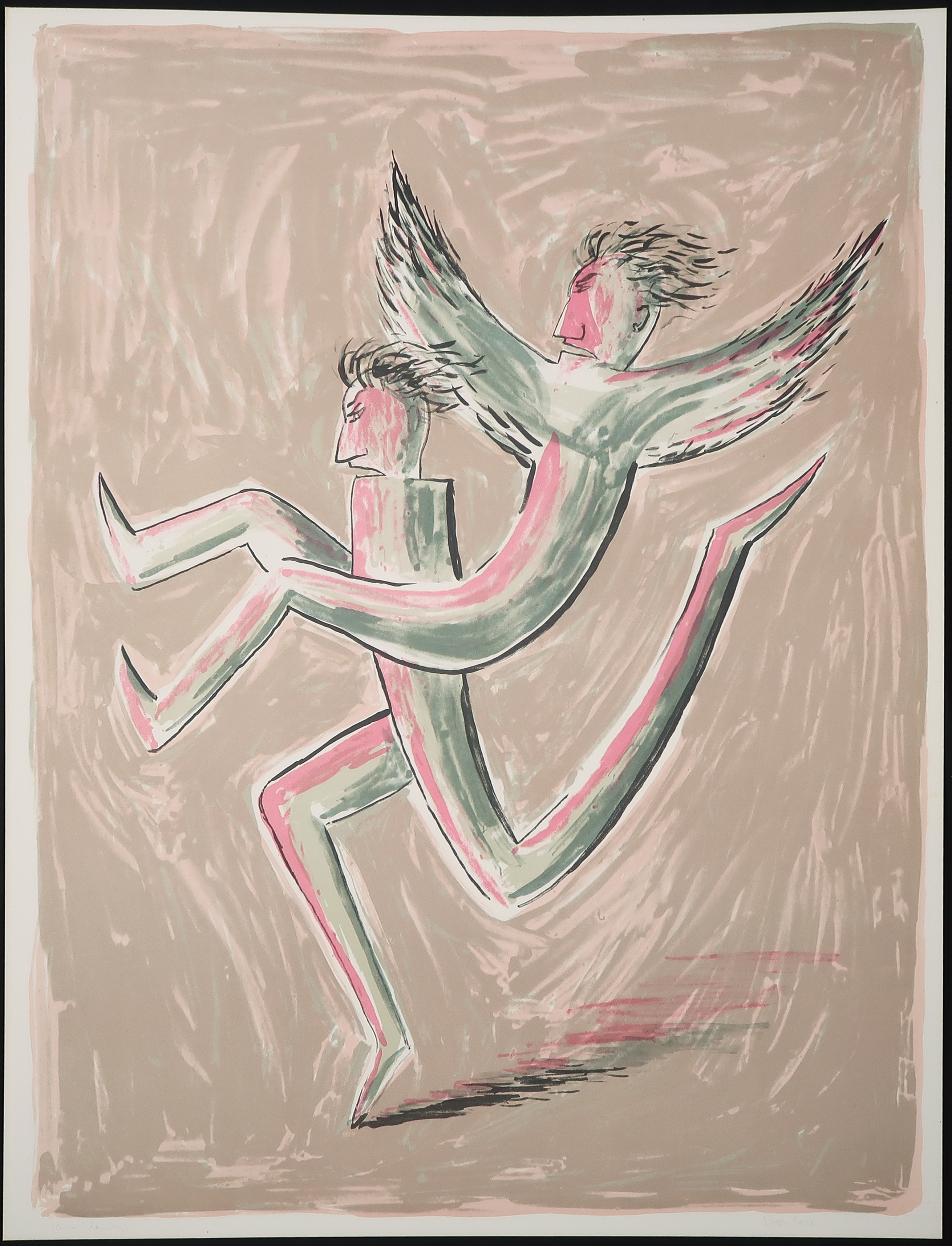 Hans Konings - Litho, Rennende figuren kopen? Bied vanaf 20!