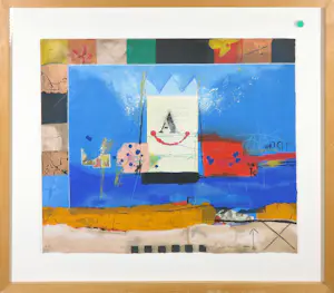 Theo Koster - Zeefdruk, Vierkant blauw - Ingelijst kopen? Bied vanaf 50!