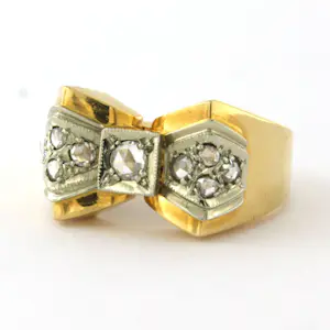 18k bicolour gouden ring met roos diamanten tot. 0.20ct -G/H - SI kopen? Bied vanaf 1000!