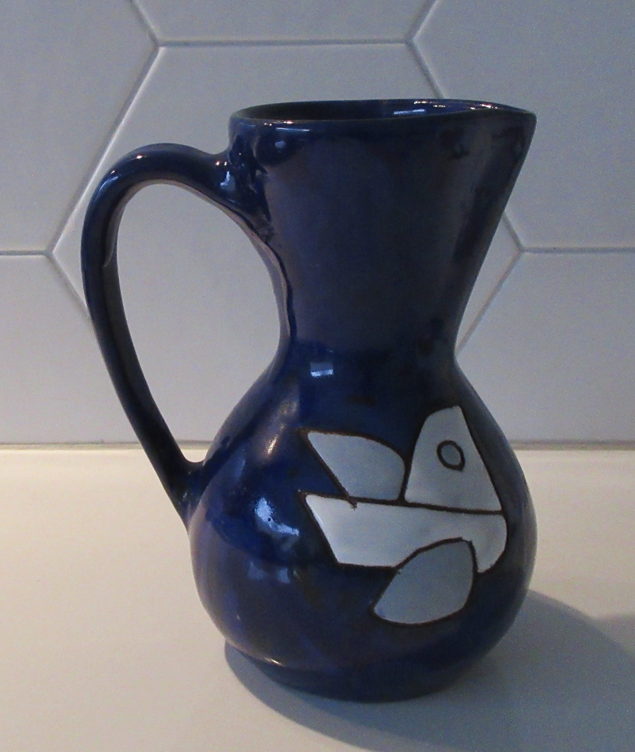 Henk Potters - Blauw kannetje met afbeelding vredesduif kopen? Bied vanaf 1!