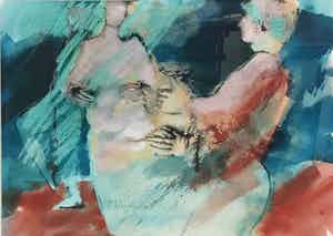 Marjan Nagtegaal - Aquarel, zonder titel - Ingelijst verkocht voor € 55!