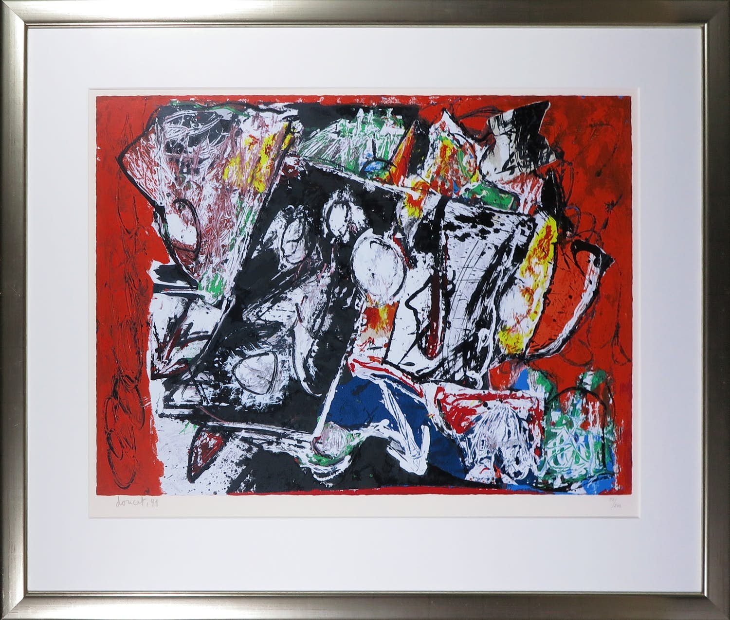 Jacques Doucet - Zeefdruk, Abstracte compositie - Ingelijst (Groot) verkocht voor € 150!