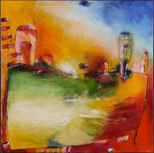 Martiene Raven - Acryl op doek, De nieuwe wereld I kopen? Bied vanaf 200!