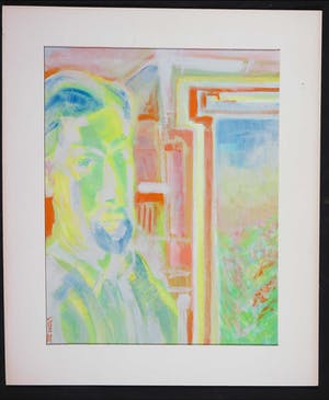 Joe Wols - Acryl op karton, Zelfportret februari '90 kopen? Bied vanaf 1!