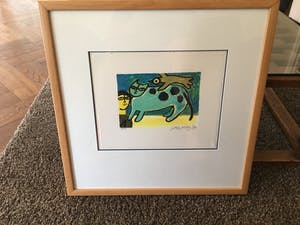 Corneille - kleurenlitho zonder titel (vrouw, vogel, kat) kopen? Bied vanaf 220!