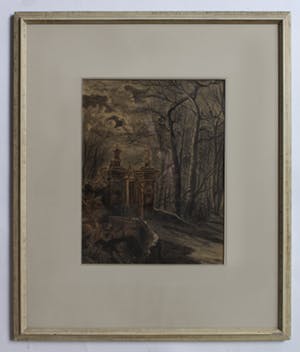 Niet of onleesbaar gesigneerd - krijttekening - 'Poort in Bos' kopen? Bied vanaf 1!