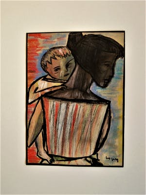 Niet of onleesbaar gesigneerd - Vooroorlogs Kubistische Aquarel "Moeder en Kind" gesigneerd kopen? Bied vanaf 10!