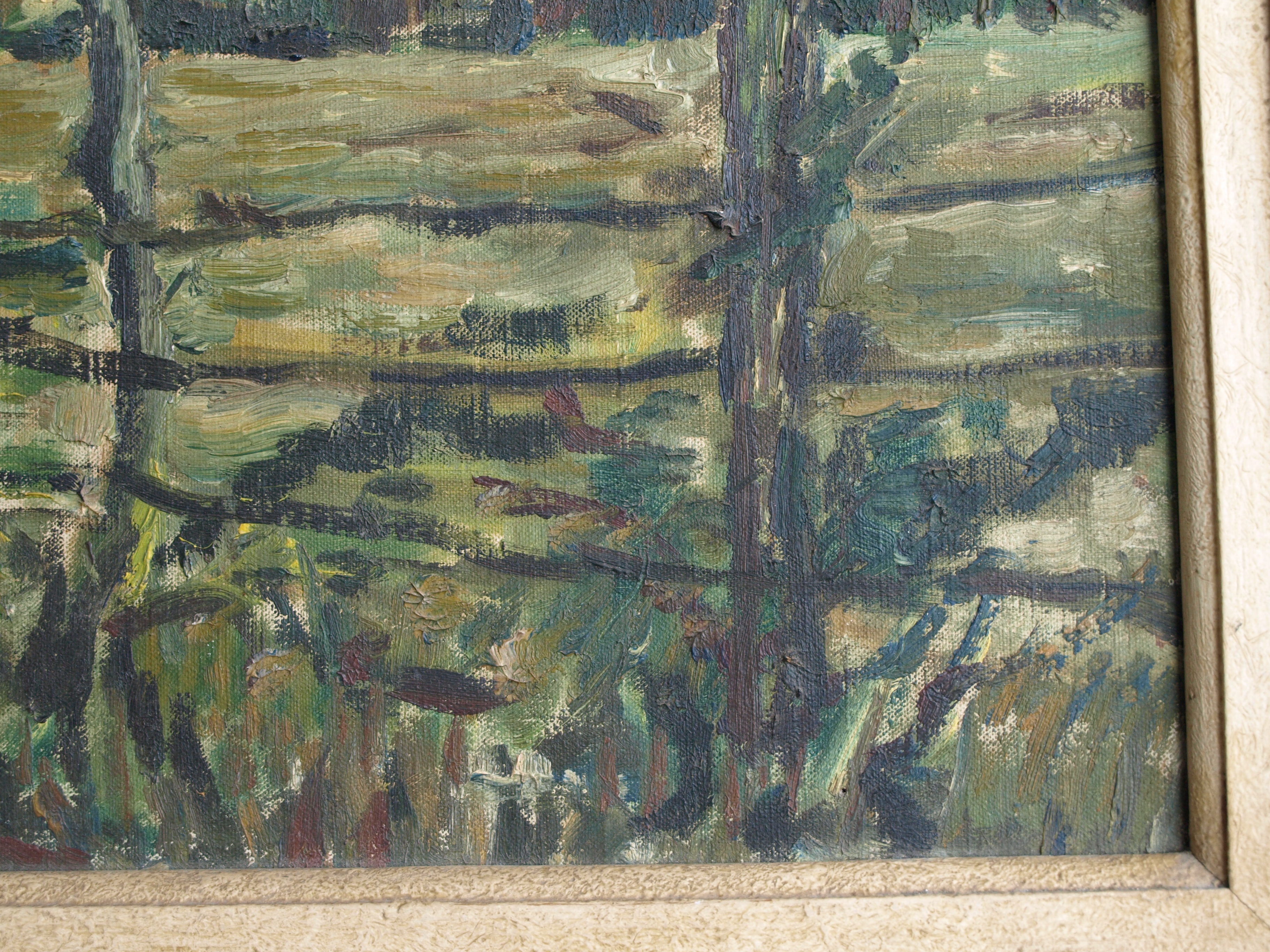 Niet of onleesbaar gesigneerd - Olieverf op doek , Boerderij – ingelijst  kopen? Bied vanaf 1!