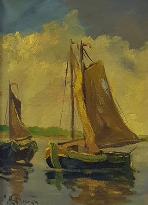 Niet of onleesbaar gesigneerd - zeilboten aan land. kopen? Bied vanaf 1!