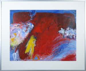 Franscz Witte - Olieverf op papier, De Jacht - ingelijst verkocht voor € 1!