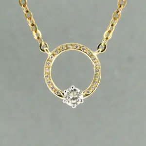14k gouden collier bezet met briljant geslepen diamant 0.35 ct - 40 cm lang kopen? Bied vanaf 550!
