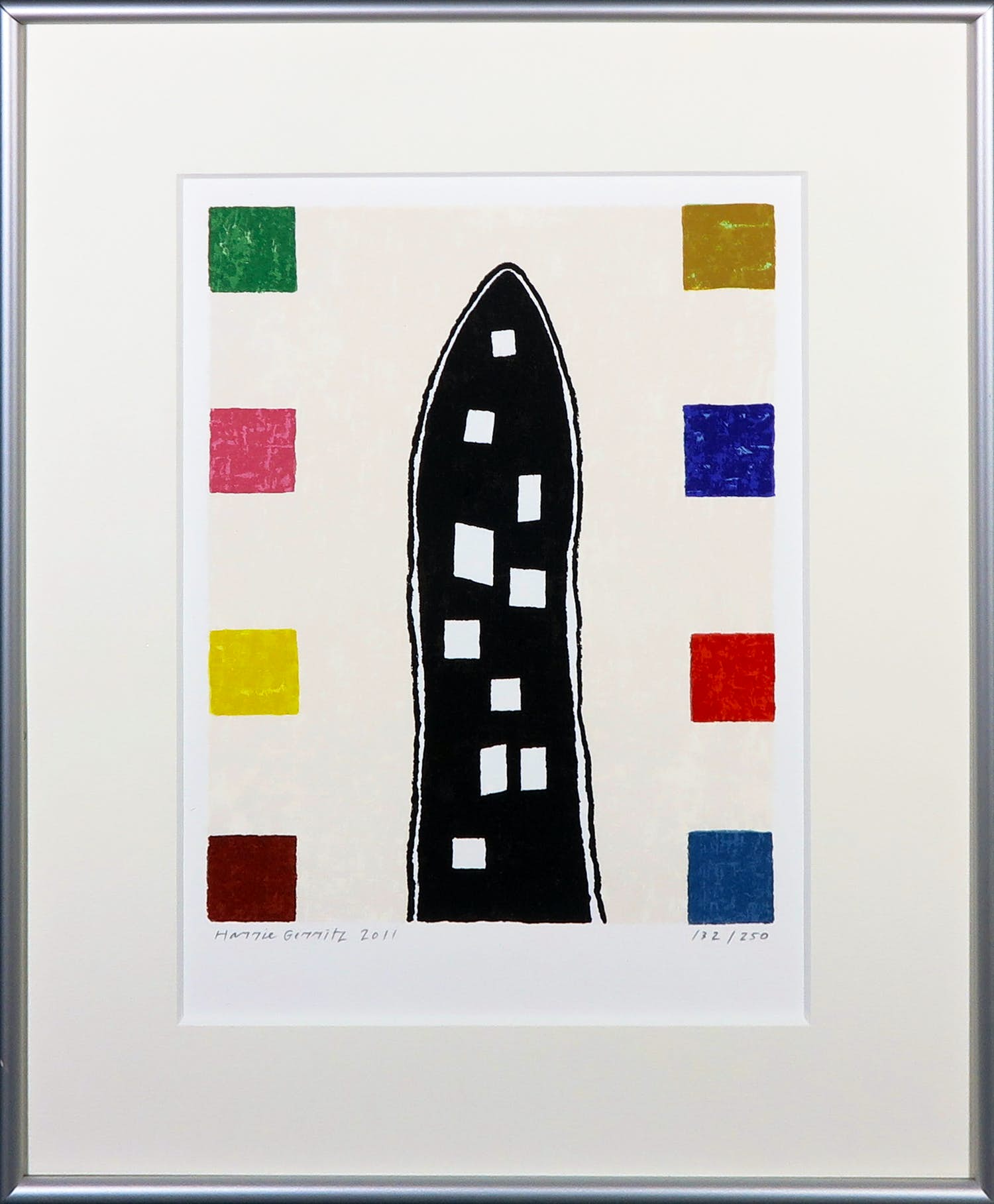 Harrie Gerritz - Zeefdruk, Zonder titel - Ingelijst verkocht voor € 50!