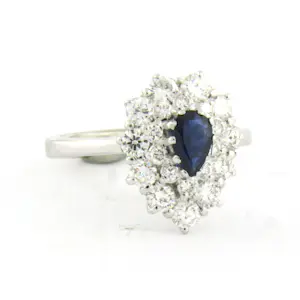 18k wit gouden ring met saffier en briljant geslepen diamant tot. 0.90ct kopen? Bied vanaf 810!