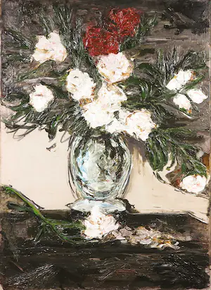 Aart Houtman - Acryl en houtskool op doek, Bloemstilleven - Ingelijst (Groot) kopen? Bied vanaf 150!