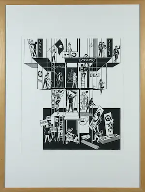 Gerd Arntz - Zeefdruk, Utopia? - Ingelijst kaufen? Bieten Sie von 200!