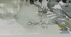 Coraline Backer - Aquarel, Dorpsgezicht - Ingelijst kopen? Bied vanaf 1!