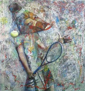 Dmitri Shuskalov - Olieverf op doek, Female Tennisplayer - Ingelijst (Groot) kopen? Bied vanaf 1!