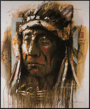 Jochum Bakker - Zeefdruk op doek (handbewerkt), Indiaan (Groot) kopen? Bied vanaf 60!