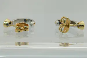 74- Fraaie set bicolor 18krt goud & diamanten oorstekers -ca.0.40ct diamant kopen? Bied vanaf 280!