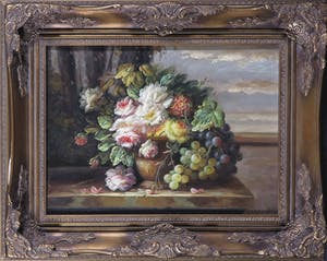 Niet of onleesbaar gesigneerd - Olieverf op paneel, Bloemstilleven - Ingelijst kopen? Bied vanaf 10!