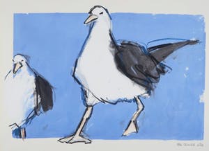 Ellen Meuwese - Gemengde techniek op papier, o.a. krijt, Meeuwen kopen? Bied vanaf 1!