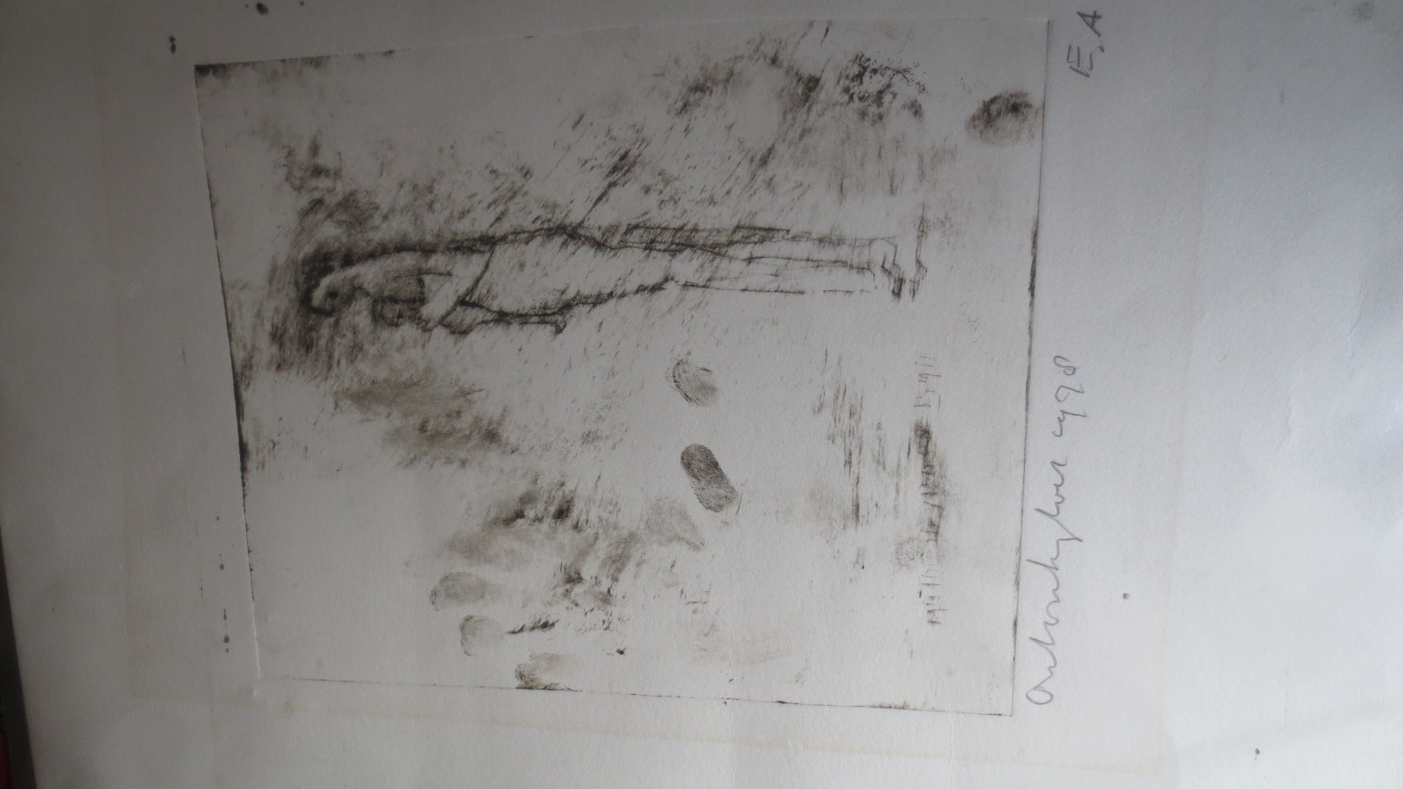 Anton Heyboer - portret van eerste vrouw met zijn eerste kind.  verkocht voor € 400!