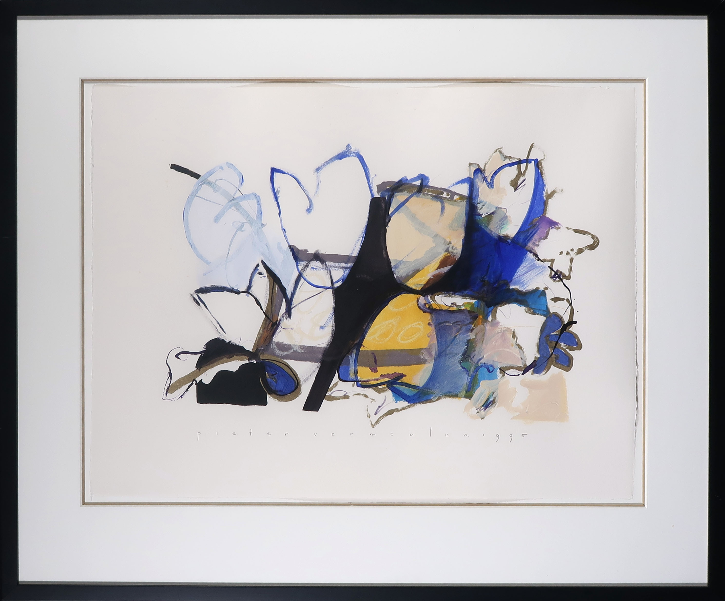 Pieter Vermeulen - Gemengde techniek op papier, Zonder titel - Ingelijst kopen? Bied vanaf 1!