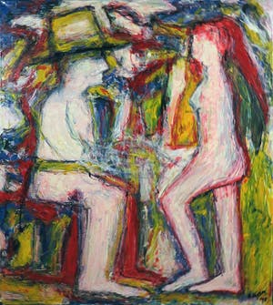 Pieter Haan - Acryl op doek, Twee figuren kopen? Bied vanaf 50!