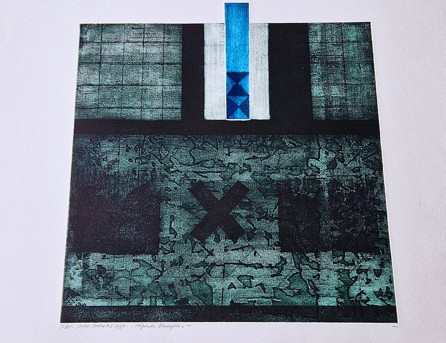 Peter Oosterbos - Grote, in kleine oplage (15) gemaakte reliëf Ets "volgende bladzij" potloodges. kopen? Bied vanaf 38!