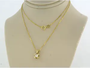 14k gouden collier met hanger bezet met diamant tot. 0.12ct - 45 cm lang kopen? Bied vanaf 200!