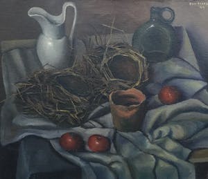 Bert Blokhuis - C4371-2, Stilleven met kannen, nestjes en tomaten kopen? Bied vanaf 250!