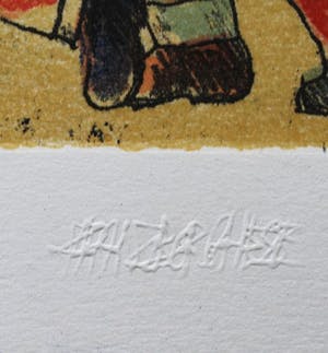 Franz Borghese - Aquatint ets, Titel, Raduno sportivo. kopen? Bied vanaf 175!