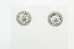 111 - Mooie set 14krt witgoud en diamanten choker en diamanten oorstekers kopen? Bied vanaf 600!