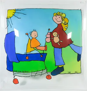 Ella Steenmeijer - Acryl op koepelvormig plexiglas, Kindertekening kopen? Bied vanaf 1!