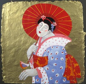 Ada Breedveld - Zeefdruk op geschept papier, Japonnaises - Ingelijst kopen? Bied vanaf 50!