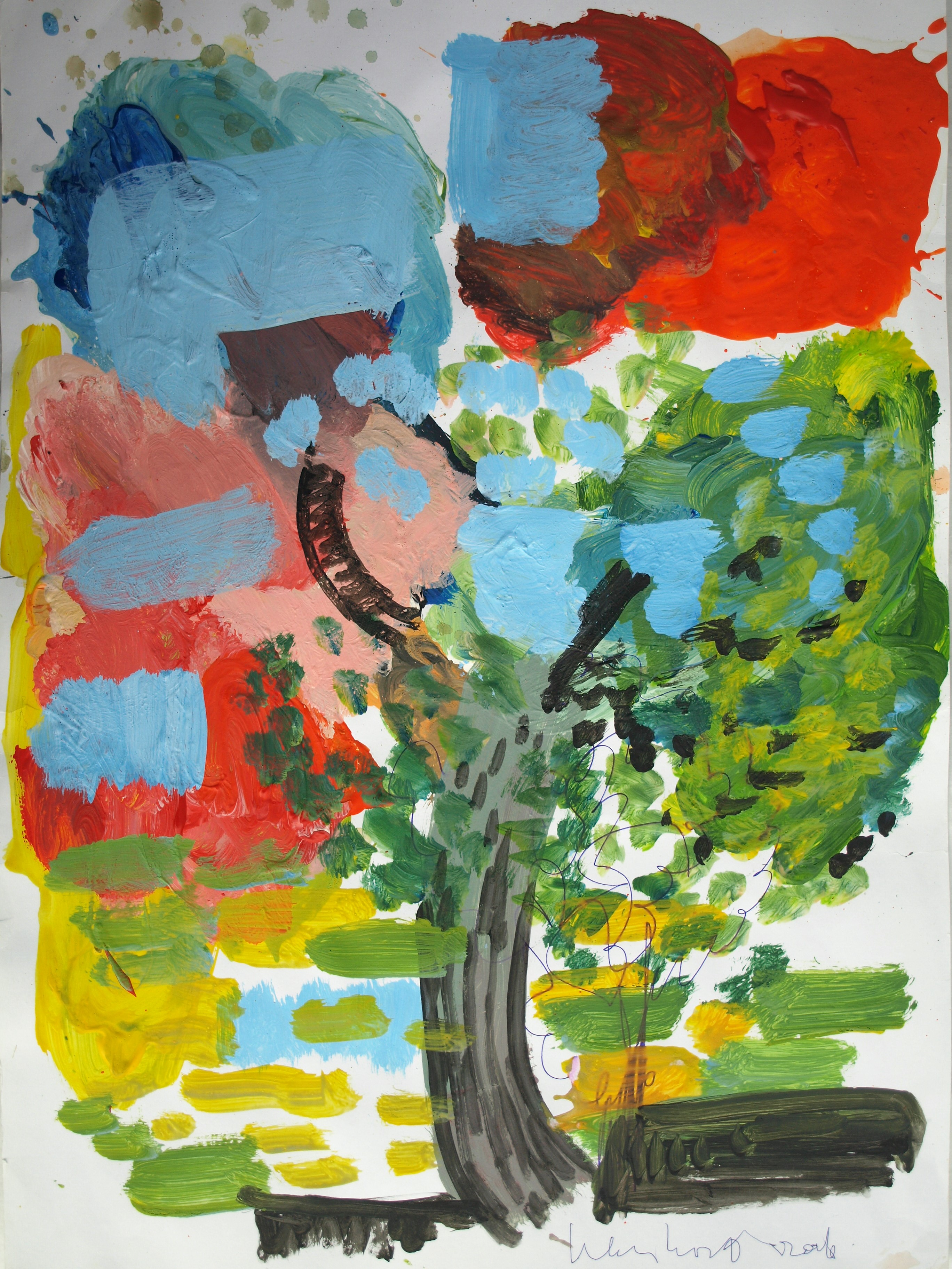 Peter Klashorst - Acrylverf op papier - Boom - 2016 kopen? Bied vanaf 50!