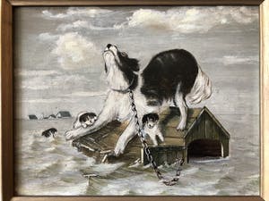 Niet of onleesbaar gesigneerd - Honden tijdens de watersnoodramp kopen? Bied vanaf 1!