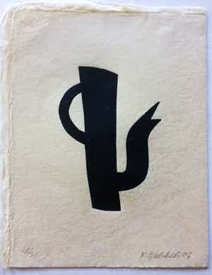 Klaas Gubbels - houtdruk - Zwarte kan - 2007 - oplage 30. verkocht voor € 235!