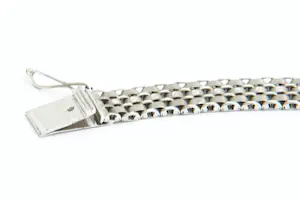 53-  Gematteerde 18 karaats wit-gouden schakel-armband - unisex model kopen? Bied vanaf 830!