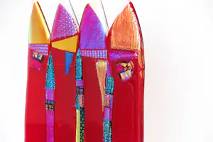 Bert Grotjohann - Glas, Kleurrijk abstract glazen object kopen? Bied vanaf 150!